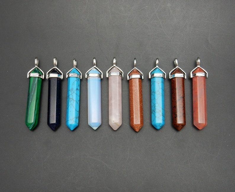 Large Turquoise Howlite Pencil Point Pendant with Silver Plated Cap and Bail S110B6-05 image 4