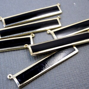 Black Agate Double Bail Connector Bar Pendant set in a Gold Vermeil Bezel (LA-17)