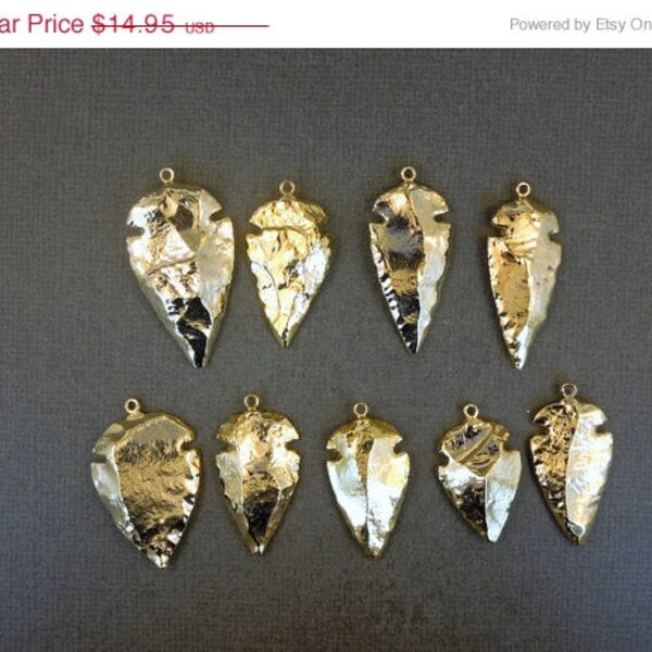 SALE Petite Arrowhead Electroplated 24k gold pendant charm Made in USA  S77B1-04