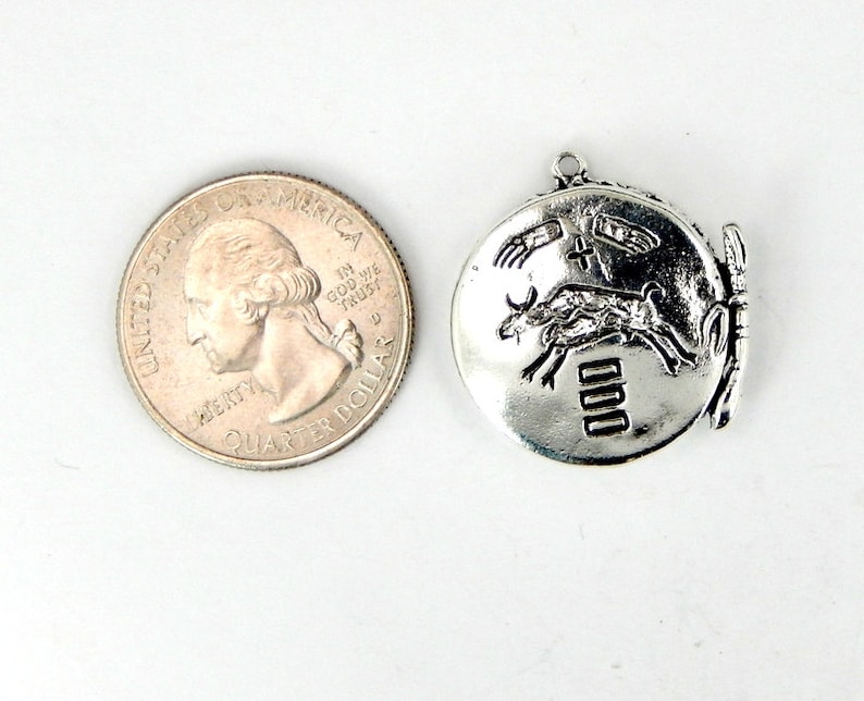 S82B6-08 Drum Pendant with Intricate Design Cast in Sterling Silver Petite Charm