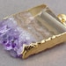Amethyst Stalactite Slice with 24k Gold Electroplated Edge Pendant Necklace option BEST PRICING vertical version S12B1-01 
