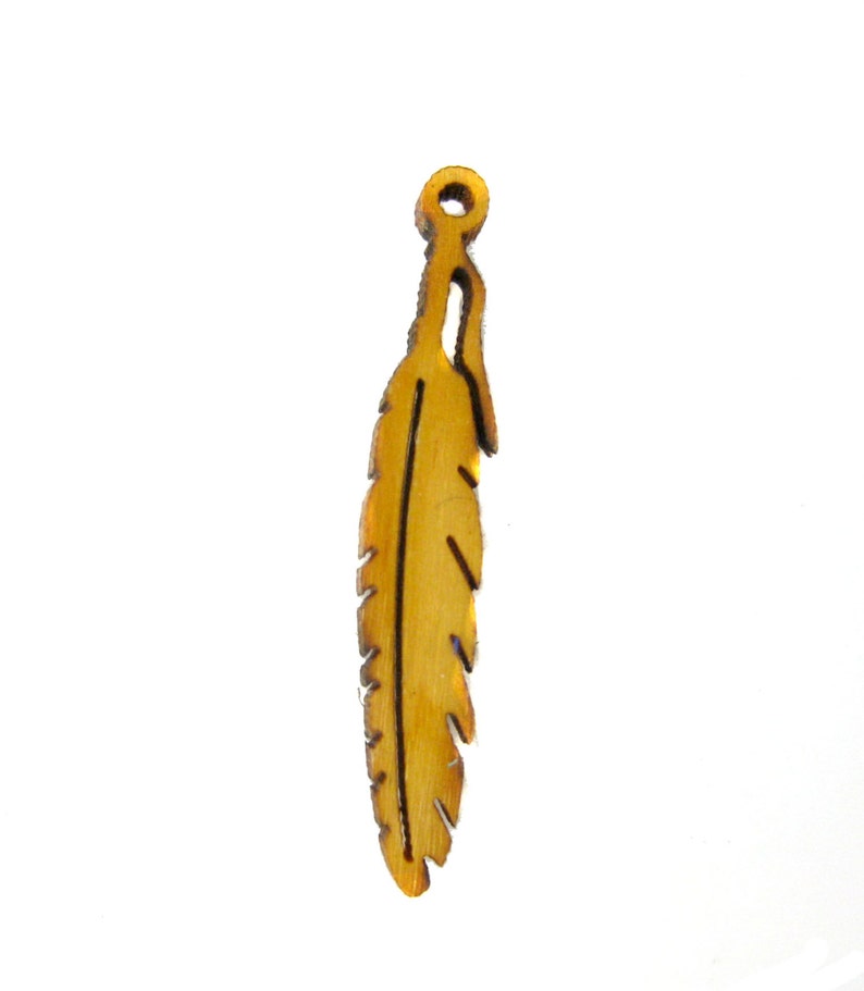 Wood Pendant Large Wooden Feather Pendant Baltic Birch Feather Pendant WJ-31 image 1