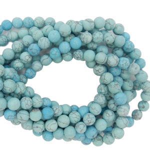 Türkis Howlith Perlen - 8mm - Runde Türkis Howlith Perlen - 1 voller Strang (S103B1-02)