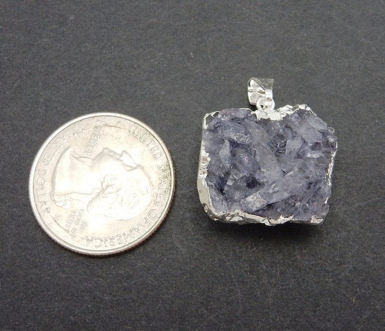 5 Druzy Pendants Freeform Purple Druzy Pendant with Electroplated Silver Edge Small DDZ S100B20-02 BULK LOT Of 5