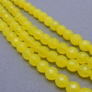 Bright Yellow Jade Beads -- Dyed Jade 6mm Rondelle Beads -- STRAND (S89B6-03)