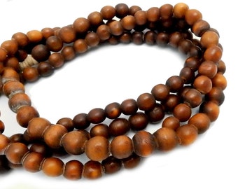 Water Buffalo Brown Bone Round Beads- FULL STRAND (S44B21-01)