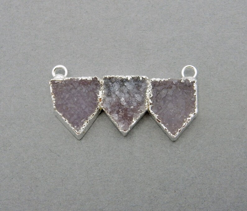S118B8 Druzy Pendant Diamond Shaped Double Bail Pendant Gold or Silver Electroformed