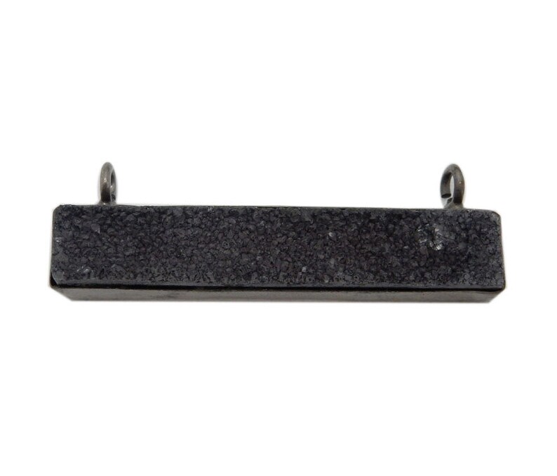 Dyed Black Colored Druzy Double Bail Pendant Bzldruz Oxidized Silver Plated Bezel Bar S35B15-01