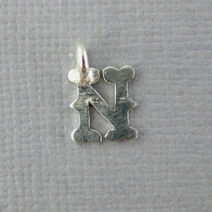 Silver Personalized Initial Letter Charm-- Sterling Silver "N" Pendant Charm
