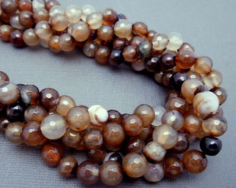 Round Brown Lace Agate Beads - 1 STRAND-- 7mm Brown Lace Agate Round Beads (S36B13-03)