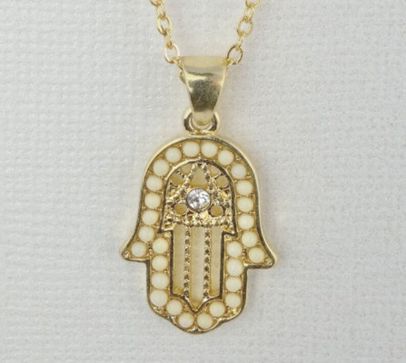 Hamsa Charm Necklace Available on Gold Plated Adjustable Etsy