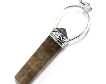 Smokey Quartz Point Pendant with Silver Tone Bail S13B2-02