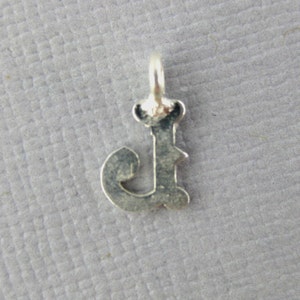 Silver Personalized Initial Letter Charm-- Sterling Silver "J" Pendant Charm