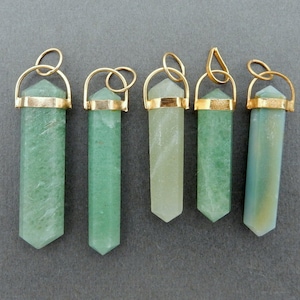 Aventurine Double Terminated Pendant Gold plated Bail - (S81B13-01)