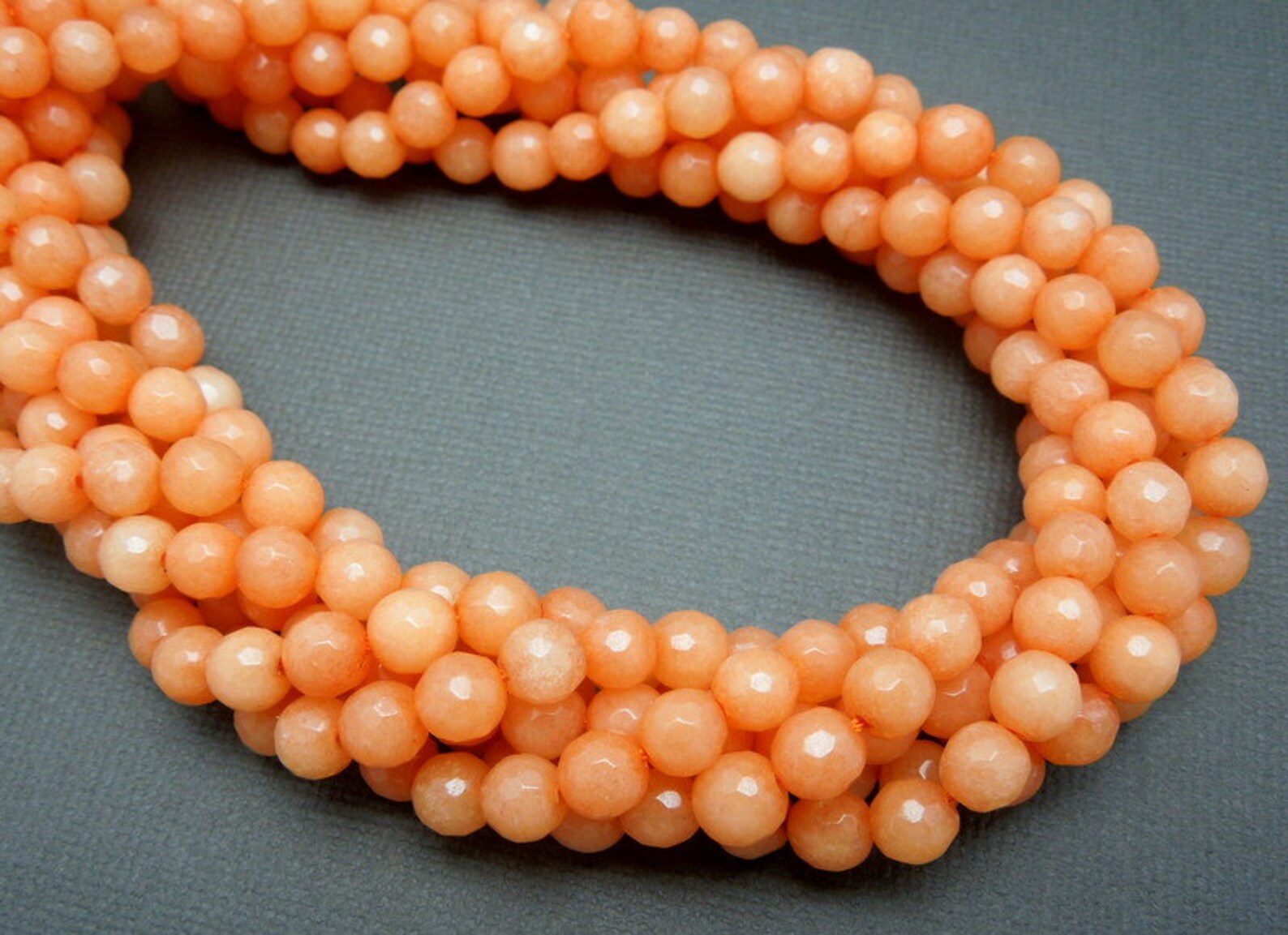 Round Coral Colored Quartz 6mm Beads 1 STRAND Quartz Round Etsy