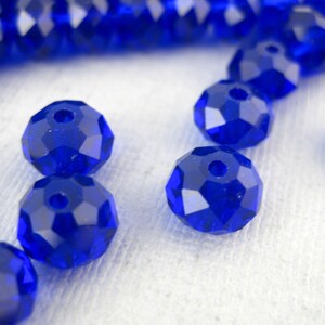 Chinese Crystal Beads - 8mm Blue Chinese Crystal Glass Rondelle Beads - PACK OF 20 BEADS (S107B5-01)