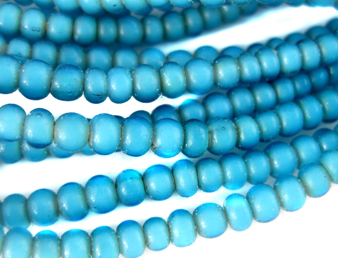 African Trade Beads Tiny African Round Turquoise Colored Beads FULL ...