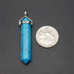 Large Turquoise Howlite Pencil Point Pendant with Silver Plated Cap and Bail S110B6-05 image 3