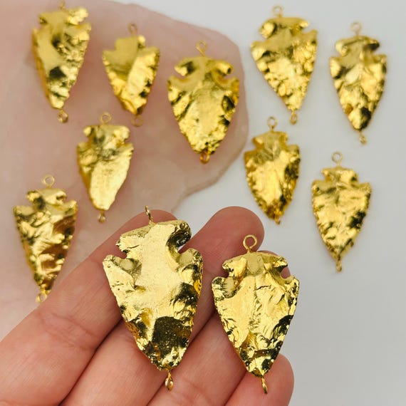 Double Bail Arrowhead Pendant 24k Gold Electroplated