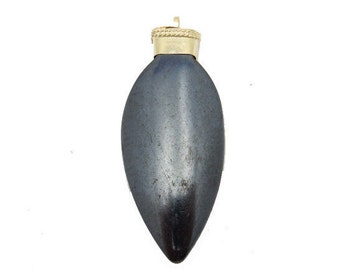 Black Colored Tibetan - Style Leaf Pendant with Brass Cap and Bail (S51B12b-02)