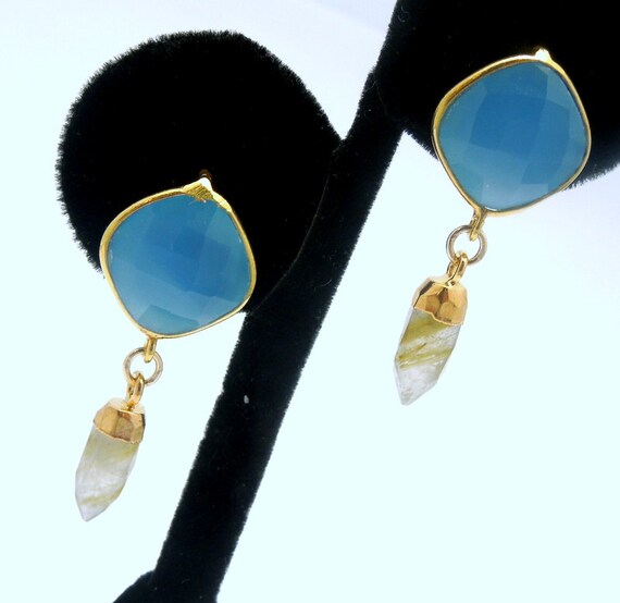 Labradorite Half Moon Stud Earrings Teardrop Gold-plated Sterling Silver Labradorite Half Moon Stud Earrings Teardrop Gold-plated Sterling Silver