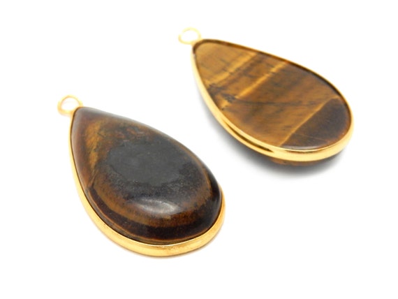 2 Pendentifs Connecteurs Oeil De Tigre 18x11mm - Lunette Ancien Plaqué Argent - Inde