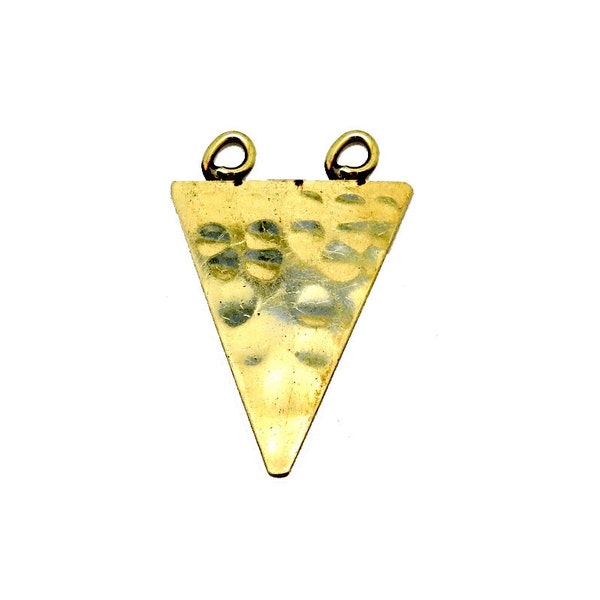 Hammered Brass Triangle Double Bail Pendant  (S52B14b-01)