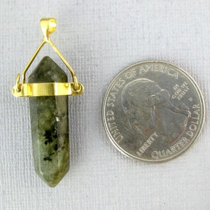 Labradorite Double Point Pendant with Gold Plated Bail Labradorite Pencil Point Pendant S56B1-04 image 2