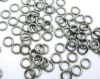 Oxidized Sterling Silver Jumprings -- Sterling Silver Open Jump Rings 5mm 20 Gauge - 100 Jump rings