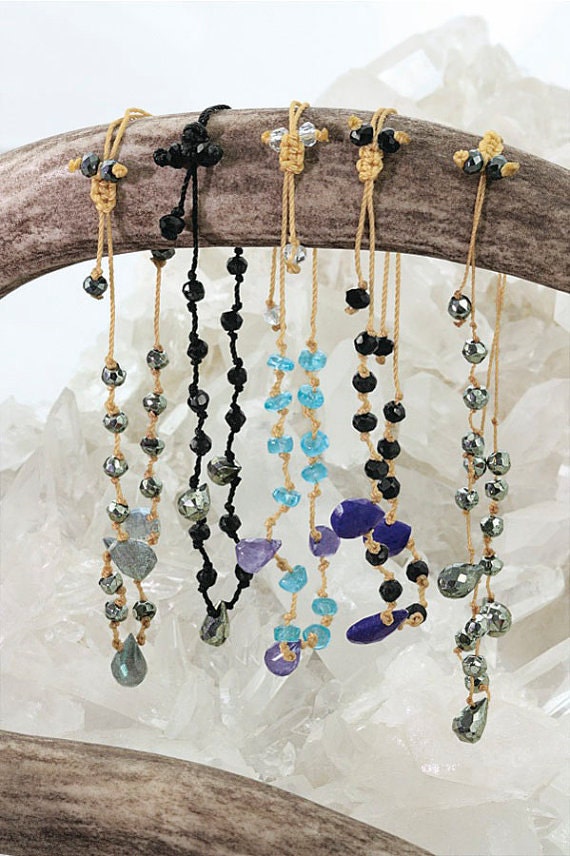 Knotted Gemstone Bracelet You pick assorted gemstone Bracelets 9BROWNSHELF