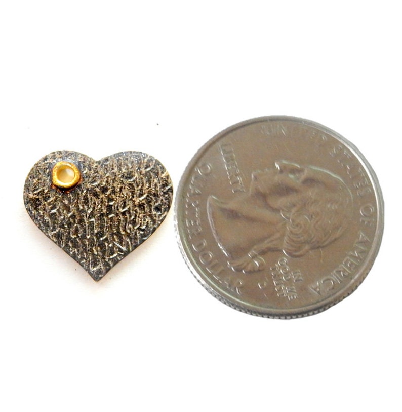 Oxidized Sterling Silver Hammered Pendant with Gold Bail S70B15-06 Heart Pendant