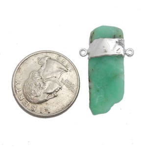 Freeform Chrysoprase Double Bail Slab Pendant with Electroplated Silver Band S120B6-13 image 2