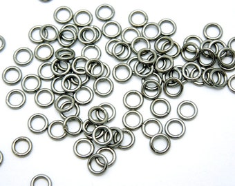 Oxidized Sterling Silver Jumprings -- Sterling Silver Open Jump Rings 5mm 20 Gauge - 5 Jump rings