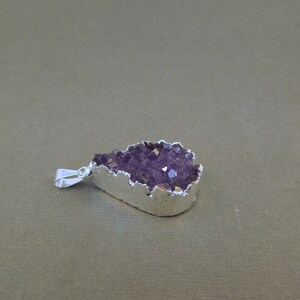 Amethyst Cluster pendant druzy druzzy drussy with sterling silver edging A quality Stone S12B3-06 image 3