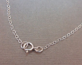 5 pcs Chain Finished Necklace Sterling Silver .925 Cable Chain Spring Fermoir 1.3mm 16" - Lot en vrac 5 pièces