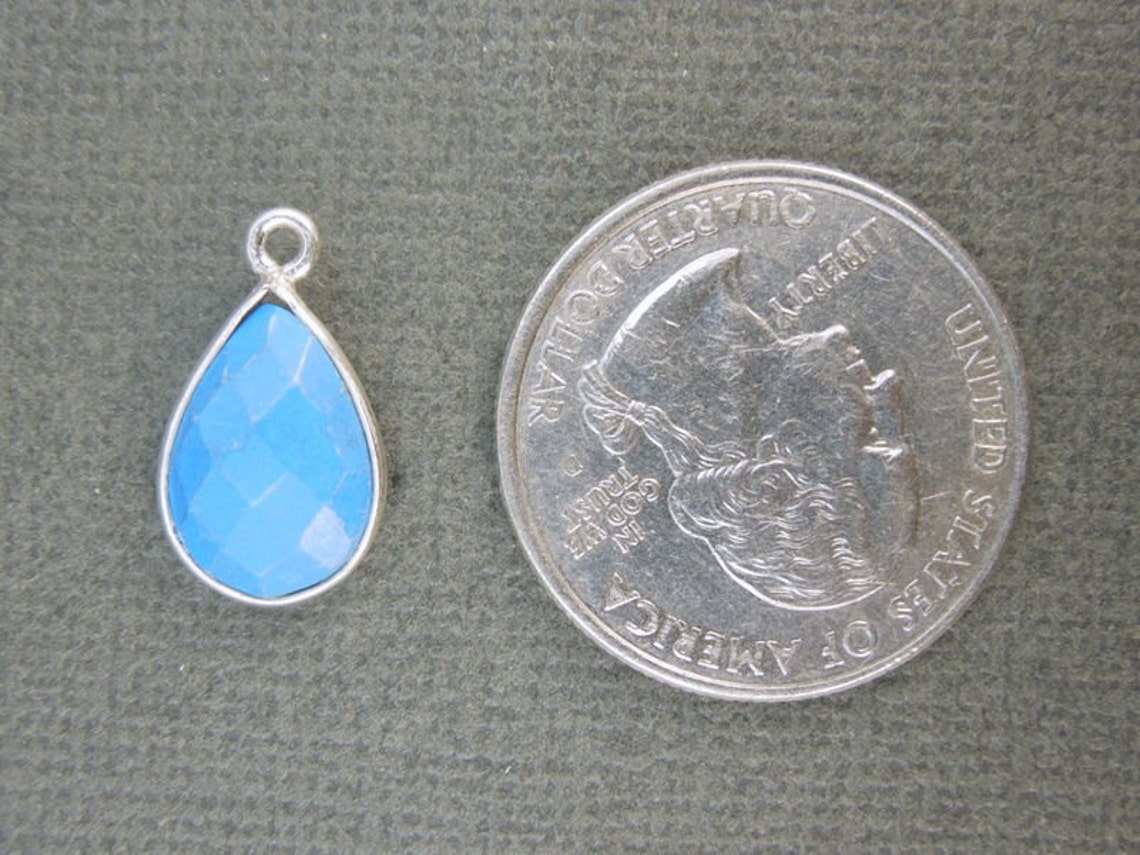 Blue Howlite Teardrop Pendant 10mm X 14mm Silverlayered Etsy