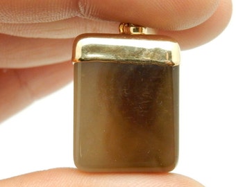 Natural Agate Block Pendant with Electroplated 24k Gold Cap (S82B3-08)