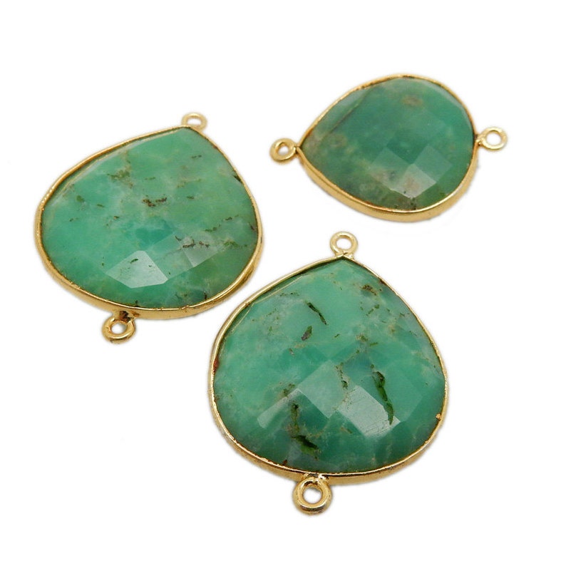 S1B20-16 Chrysoprase Drop Double Bail Pendant set in Gold Plated Bezel