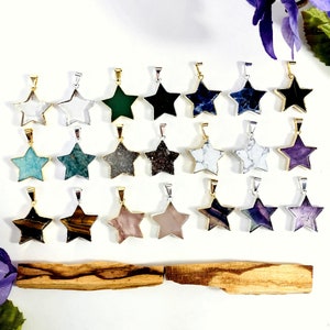 Gemstone Star Pendants in Electroplated 24k Gold/Silver (S129B7)