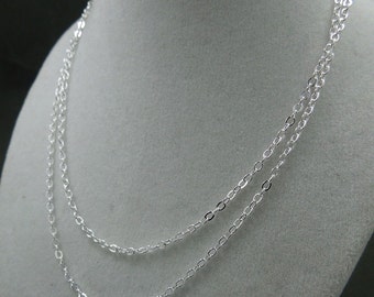 24" Chain Finished Necklace Silver Plated Flat Cable Chain Lobster Clasp 1.3mm-- Silver Plated 24" Chain-- 20 CHAINS