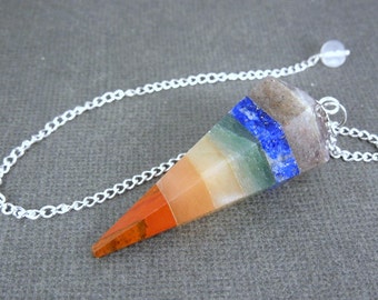 Seven Chakras Point Pendulum Pendant-- Rainbow Seven Chakra Point Pendant (S31B14)