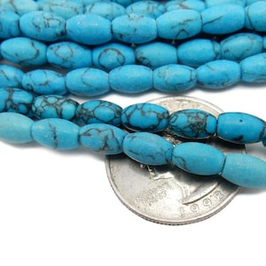 Howlite Perlen - Türkis Barrel Perlen - Handgelenk Strang mit Quaste--ONE(1) STRAND (S107B2-03)