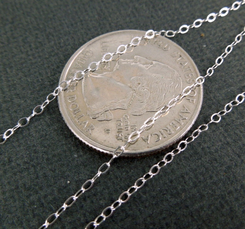 10 ft Sterling Silver Chain Flat Cable Chain 1.3mm By 10 FEET image 2