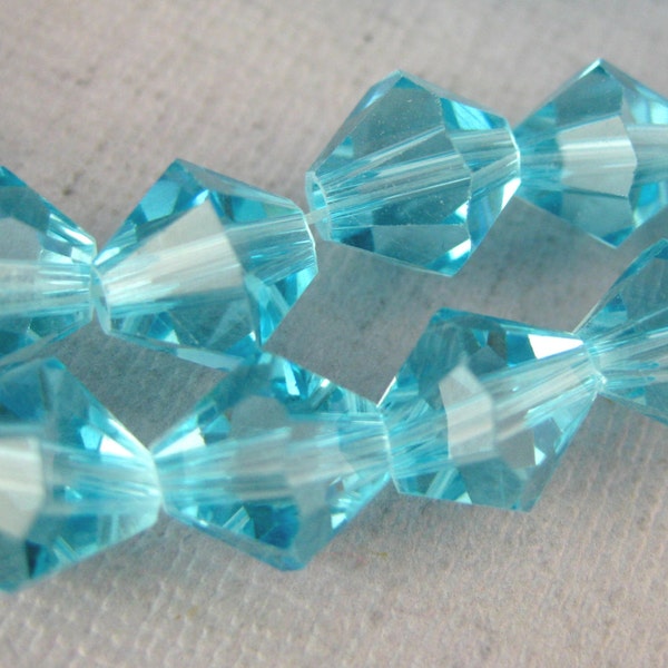 10% off Chinese Crystal Beads - 8mm Clear Sky Blue Faceted Chinese Crystal Bicone Beads - 1 STRAND (S103B10-01F)