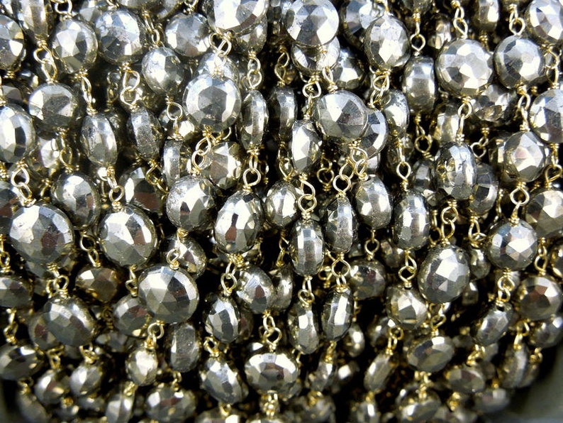 3ft 3 FEET BuY in BULK and Save Pyrite 24k gold Layered over Sterling Silver wire Wrapped Chain