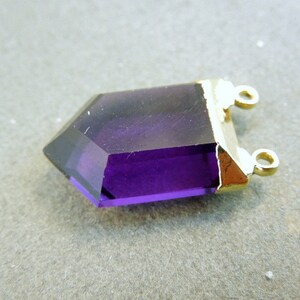 Ametist Hydro Quartz Crystal Point-hänge med 24k guldkantad dubbel ring (S5B8-04)
