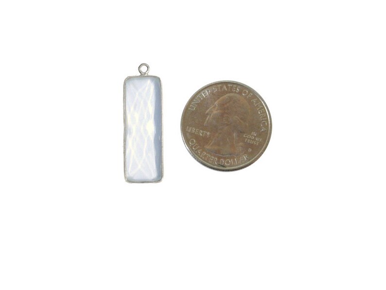 WWA-21 Sterling Silver Bezel Crystal Quartz Bar Charm Pendant
