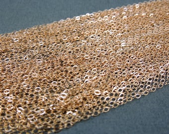 Cadena de relleno de oro rosa de 14 k terminada Cable plano de 20 "de 1,3 mm - LOTE A GRANEL 10 cadenas
