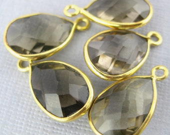 Collier Pendentif Quartz Fumé Naturel 11,65 Carats En Or 14k - Neuf Avec étiquettes, Sertissage Lunette