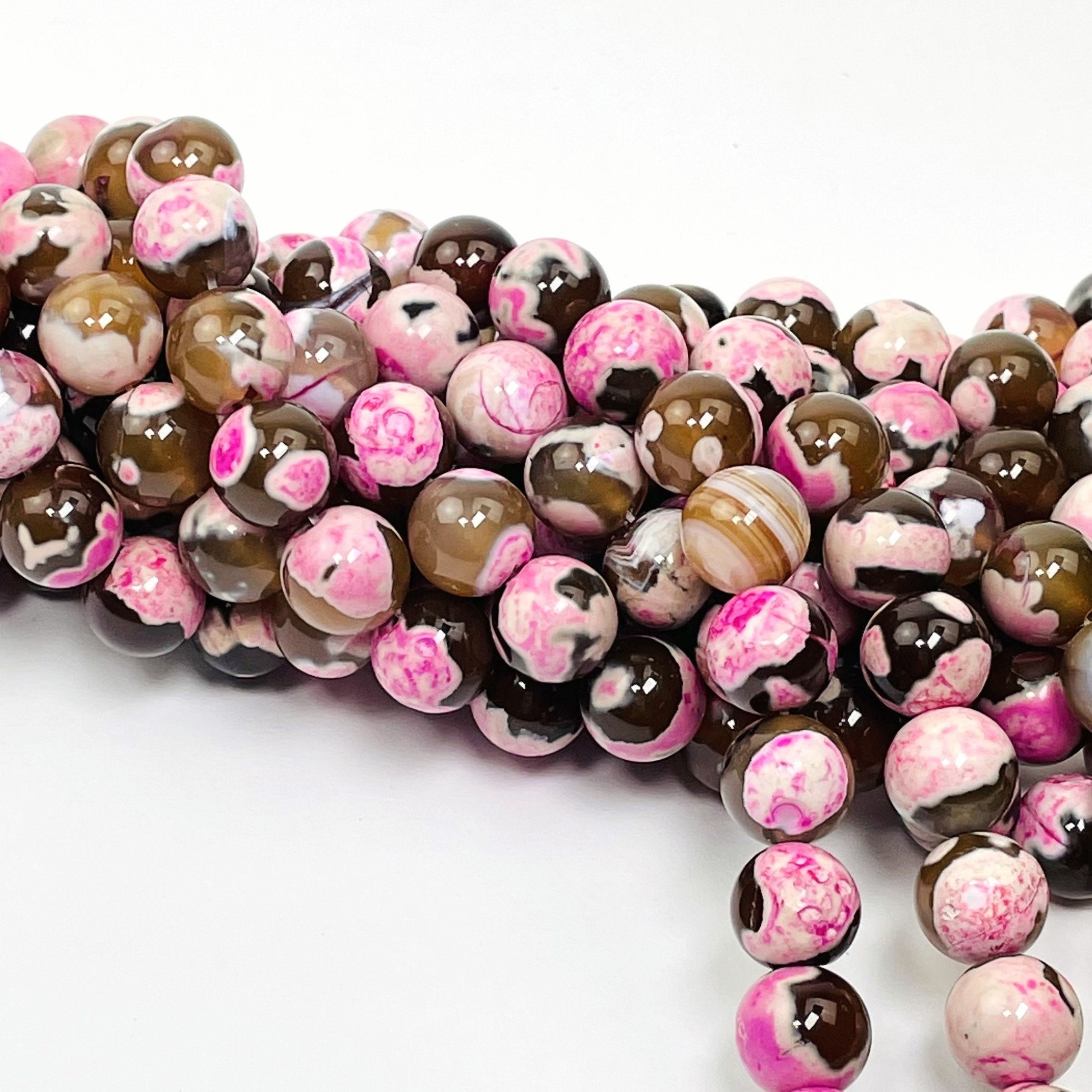 Pink Agate Beads Dyed Agate 10mm Beads Full Strand Etsy UK